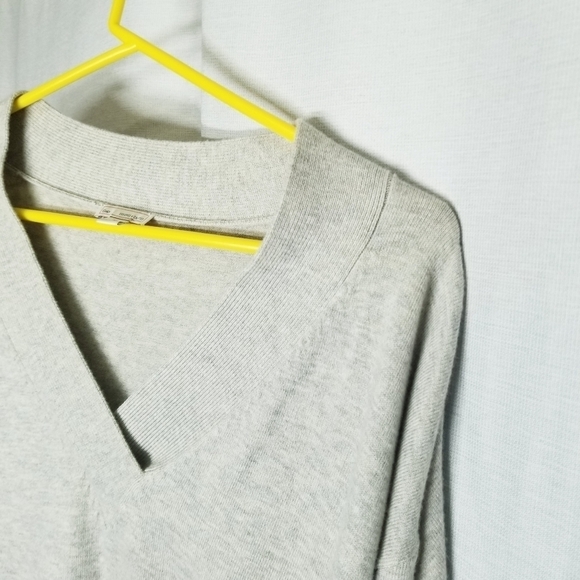 Gap V Neck Sweater Heathered Knit Tan tunic Wool Blend Oversized Size Medium - Picture 10 of 13